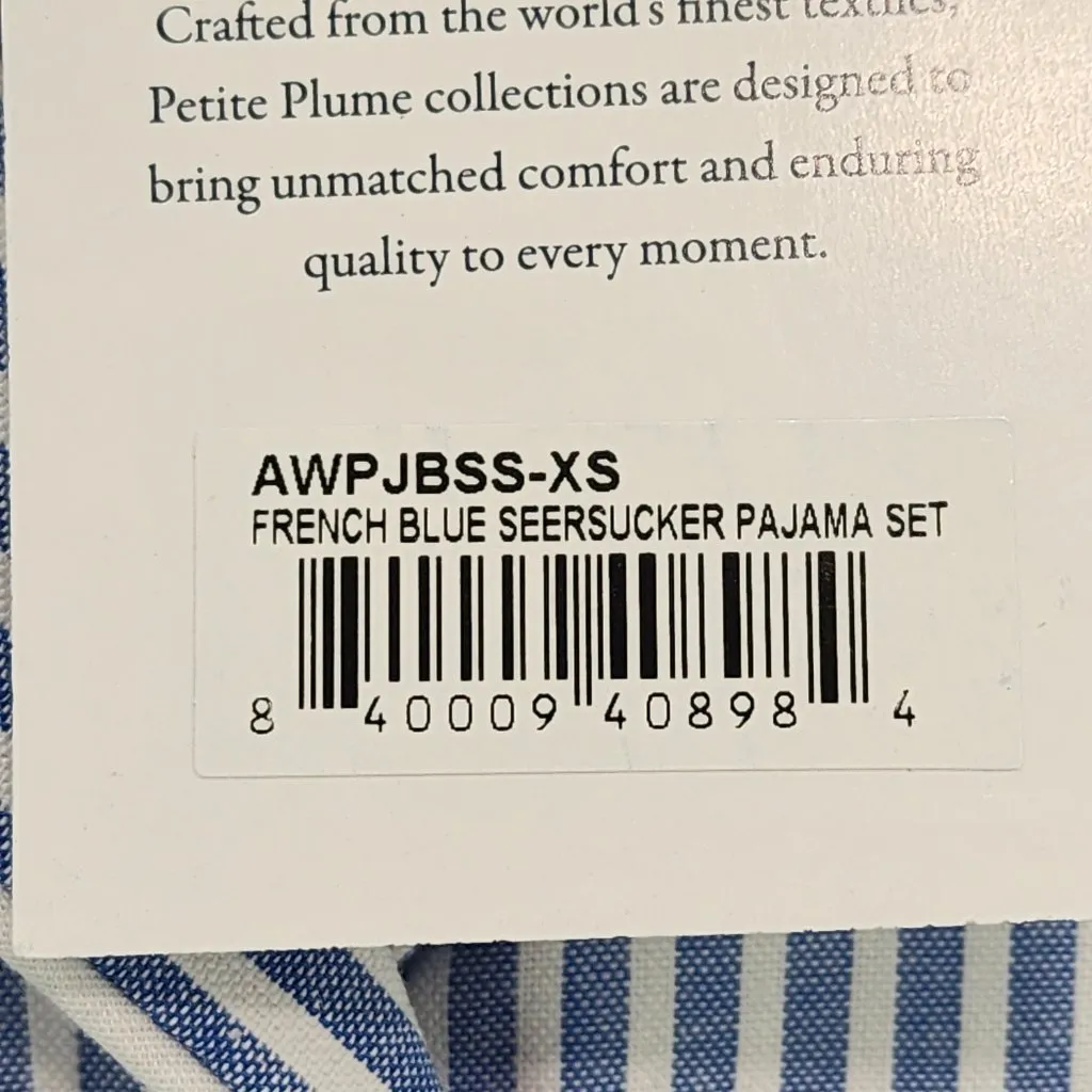 Petite Plume Women's French Blue Seersucker Pajama Set - Image 12