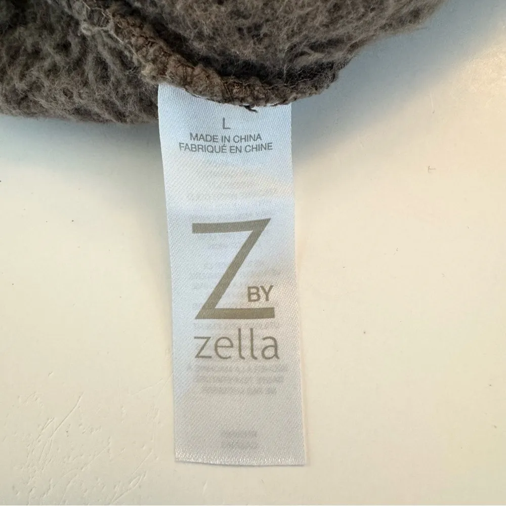 Zella Sherpa Sweatshirt Tan Grey Large Fuzzy Warm Pull Over Crewneck Fluffy - Image 8