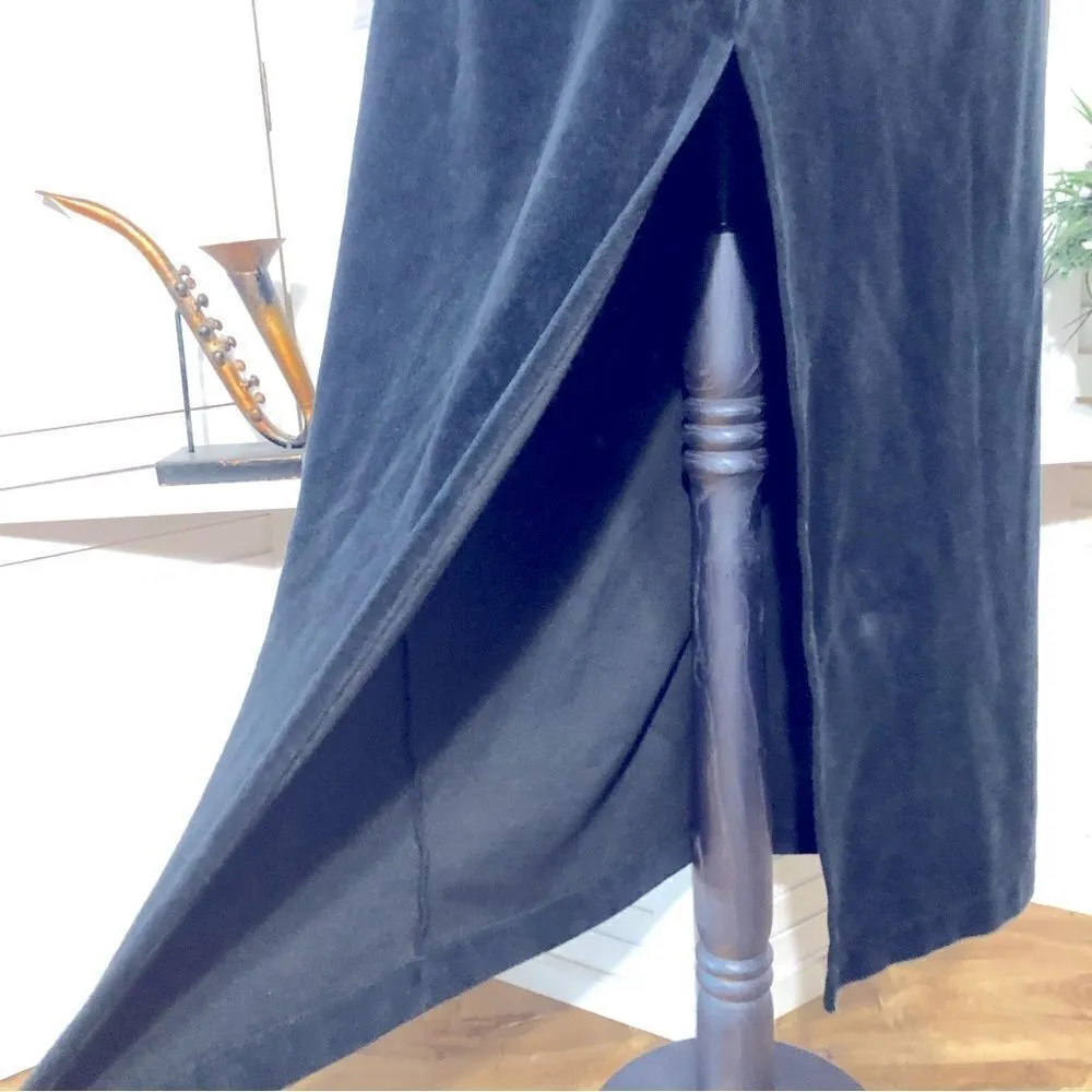 Sacks Fifth Ave vintage 70s 80s oversized blue velour long sleeves midi dress S - Image 4