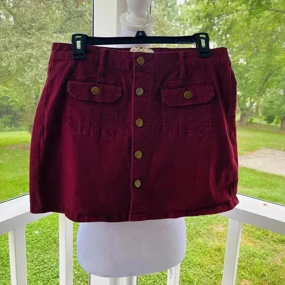 Altar’d State buttons down front pocket mini skirt large - Image 2