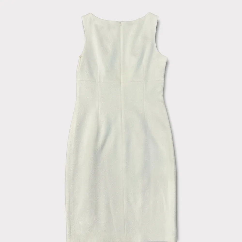 DAVID Meister White Gold Studded Textured Sheath Pencil Jacquard Dress Sz 8 - Image 3