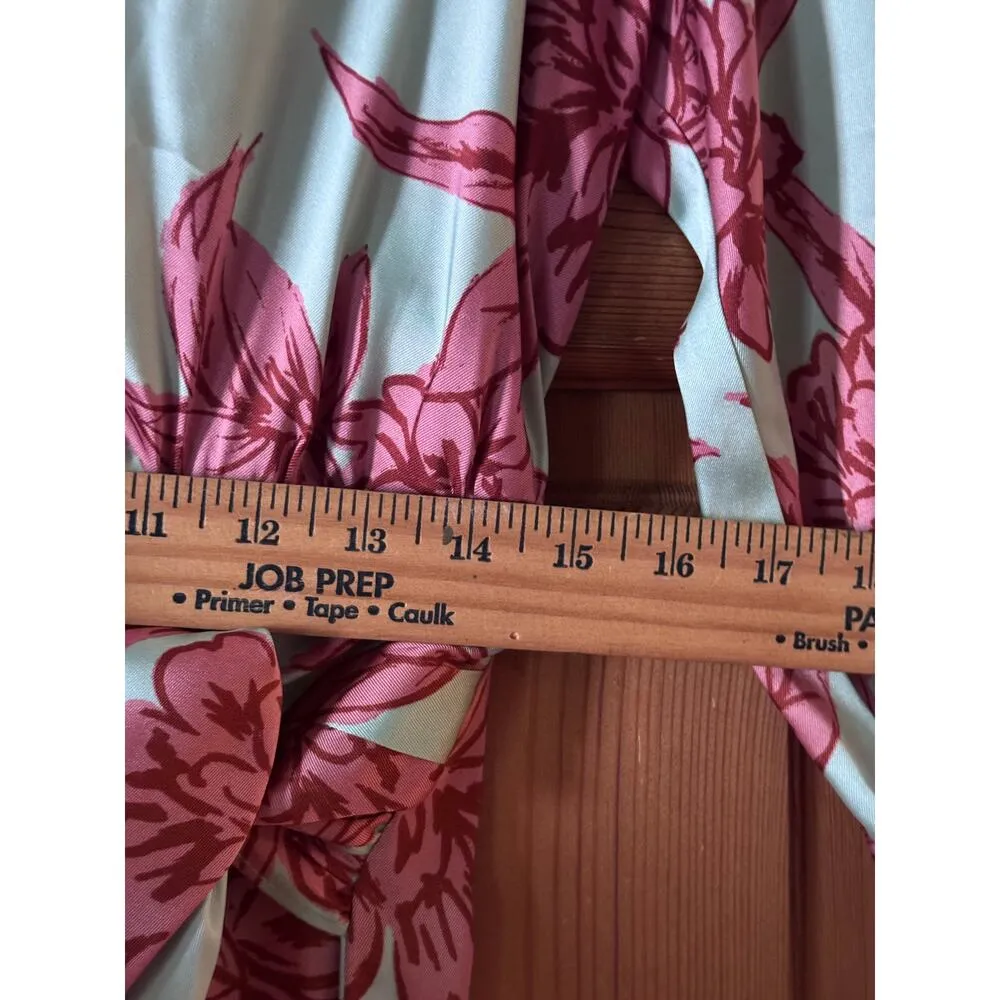 ZARA M Pink Floral Wrap Midi Dress Voluminous Sleeve Barbiecore wedding guest - Image 6