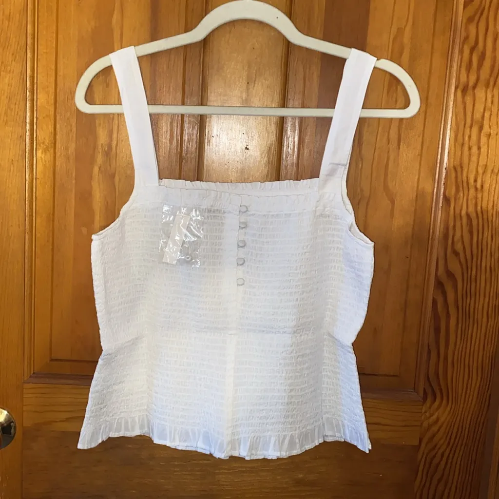 NWT Madewell Lucie Smocked Tank Top: Eyelet White, Size Large - Image 7