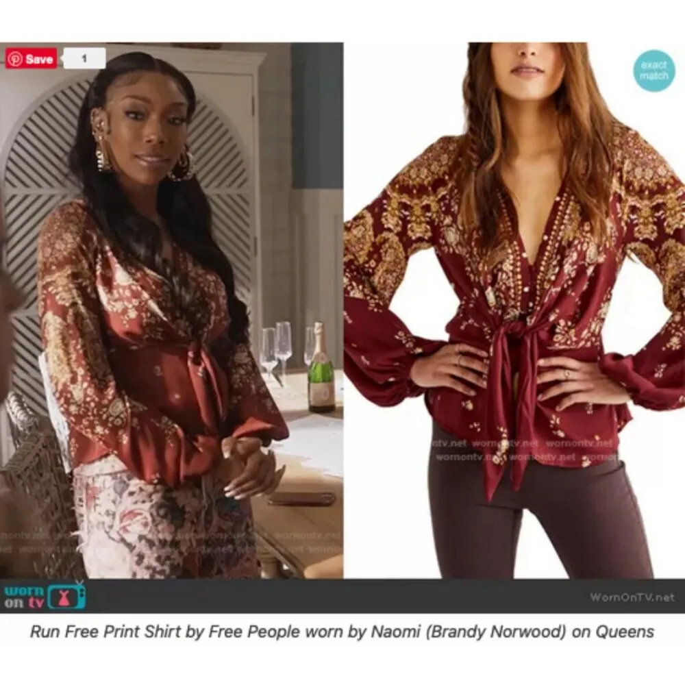 💕FREE PEOPLE💕 Run Free Tunic~ Satin Chocolate Combo Print XS NWT - Image 11