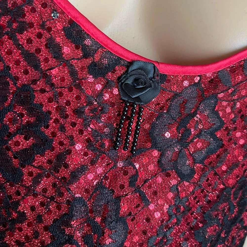 Vintage 90’s Night Magic by Cinema Etoile Red Satin Material Nightgown Black Size L - Image 3