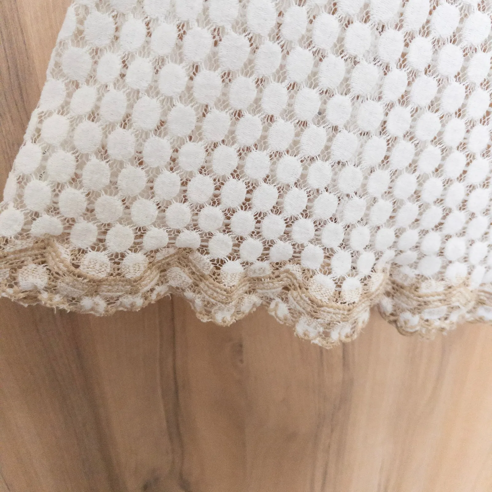 Solitaire Womens Lace Crochet Top Size M Ivory Sheer Boho Cottage Beach Festival - Image 7