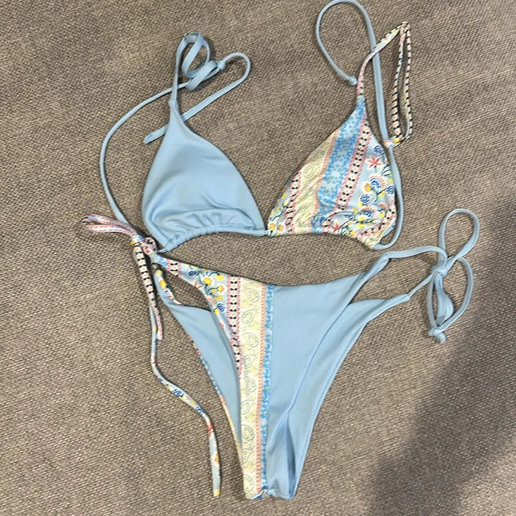 MOVING SALE Blue Multiprint Bikini - Image 2