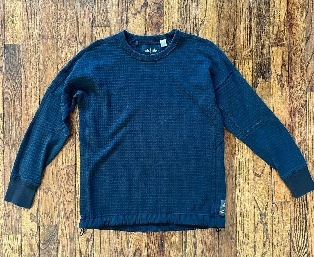 🦋 Adidas Reigning Camp Pullover Black Crewneck Sweater Medium - Image 3