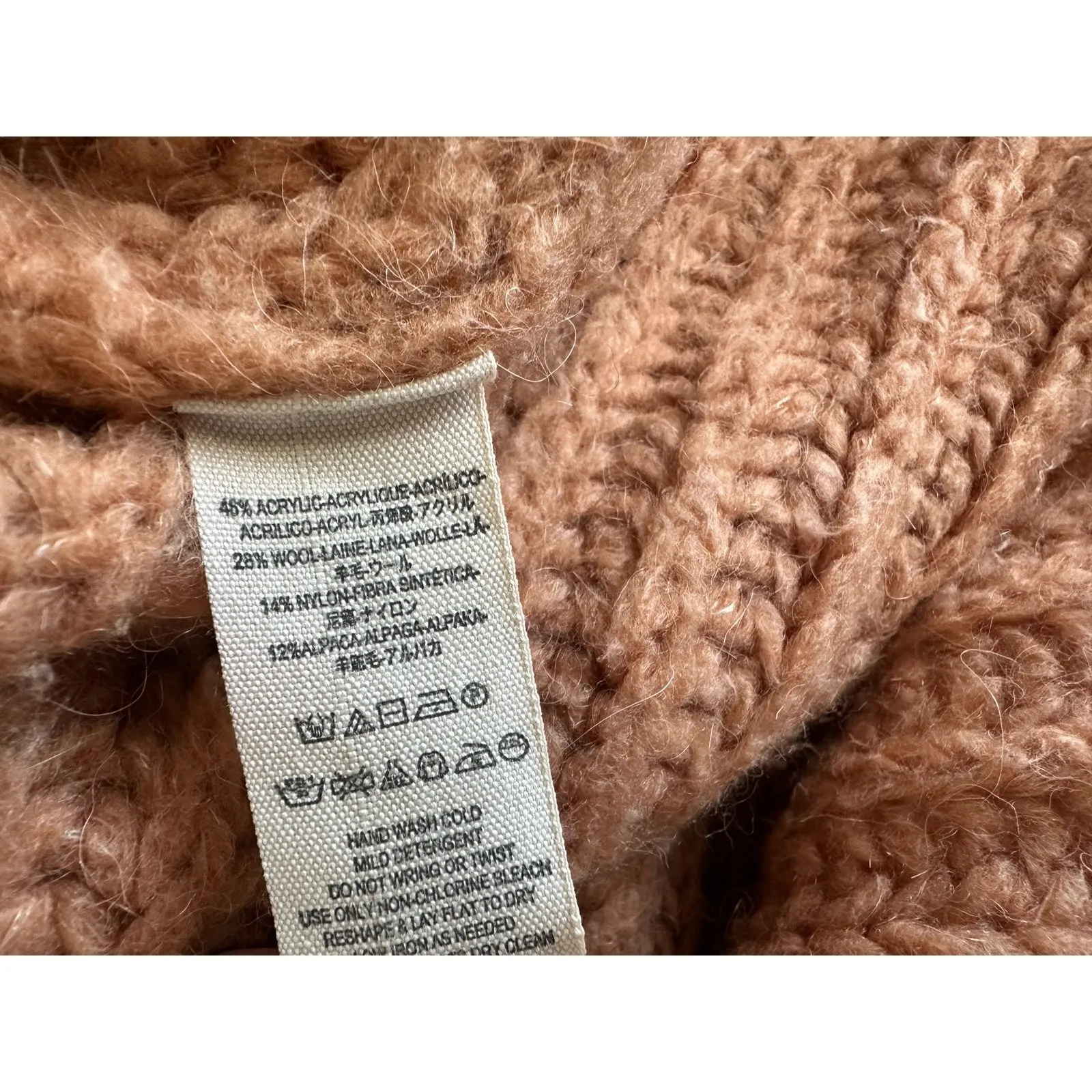 Women's Free People Wool Blend Peach Fuzzy Turtleneck, Sz: Small (b9) - Image 4