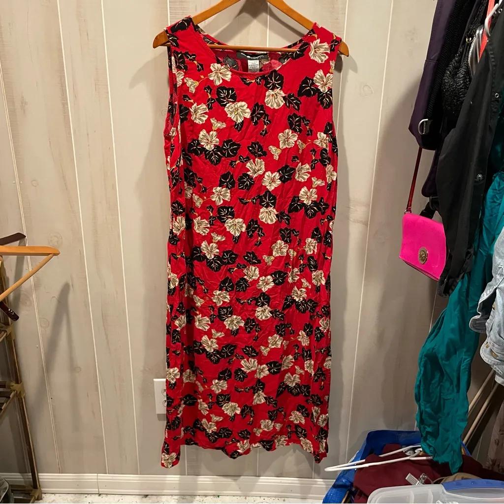 Cute vintage 80s-90s bright cheery floral tropical sun dress breezy flowy beach - Image 6