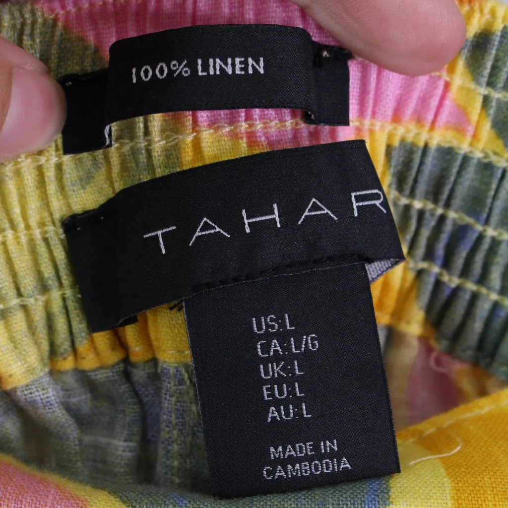 Tahari Linen Bright‎ Floral Wide Leg Pants Size L - Image 5