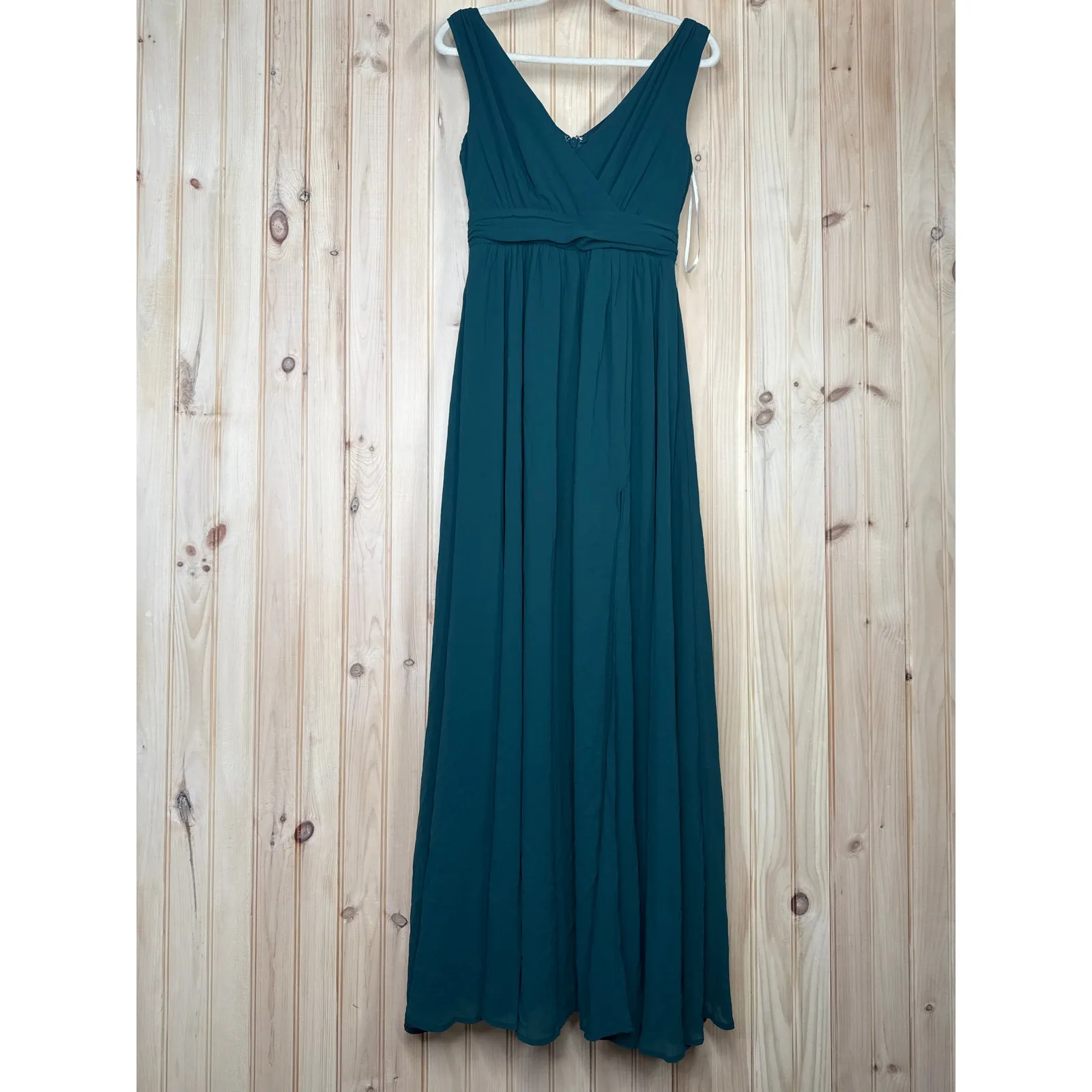 NWT Lulus Thoughts of Hue Emerald Green Surplice Maxi Dress Bridesmaid Size XL - Image 5