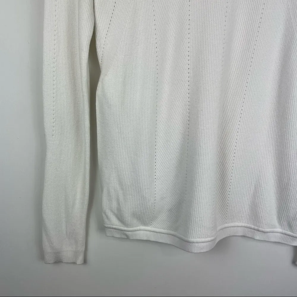 Vince Womens Sz XS White Viscose Sweater Ribbed Perforated Cut Out Side Zip - Image 11