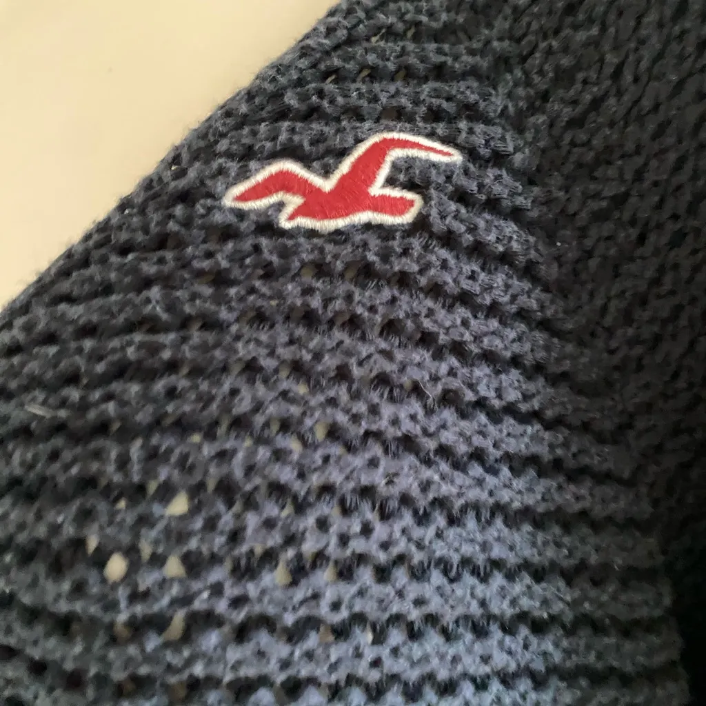 Vintage y2k Hollister Dark Blue Open-Knit Sweater - Image 5