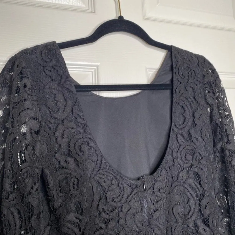 LoveShackFancy Dress Baroque Lace Bell Sleeve Mini in Black Size Small - Image 7