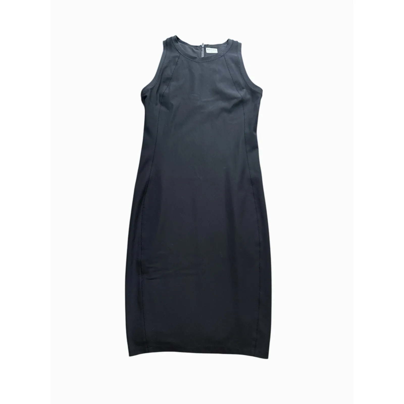 Athleta Stellar En Route Dress Small Black Bodycon Zipper‎ Racerback Sleeveless - Image 2