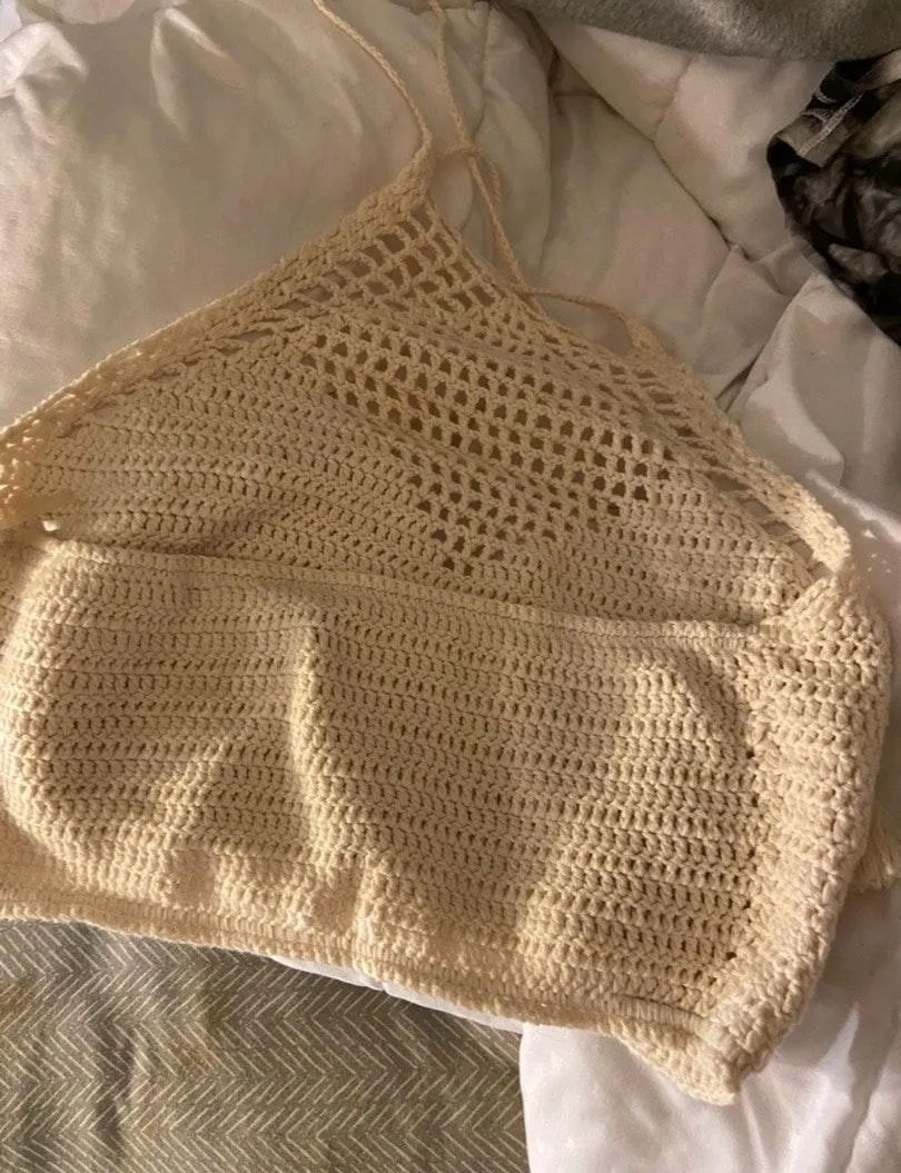 crochet halter top White - Image 3