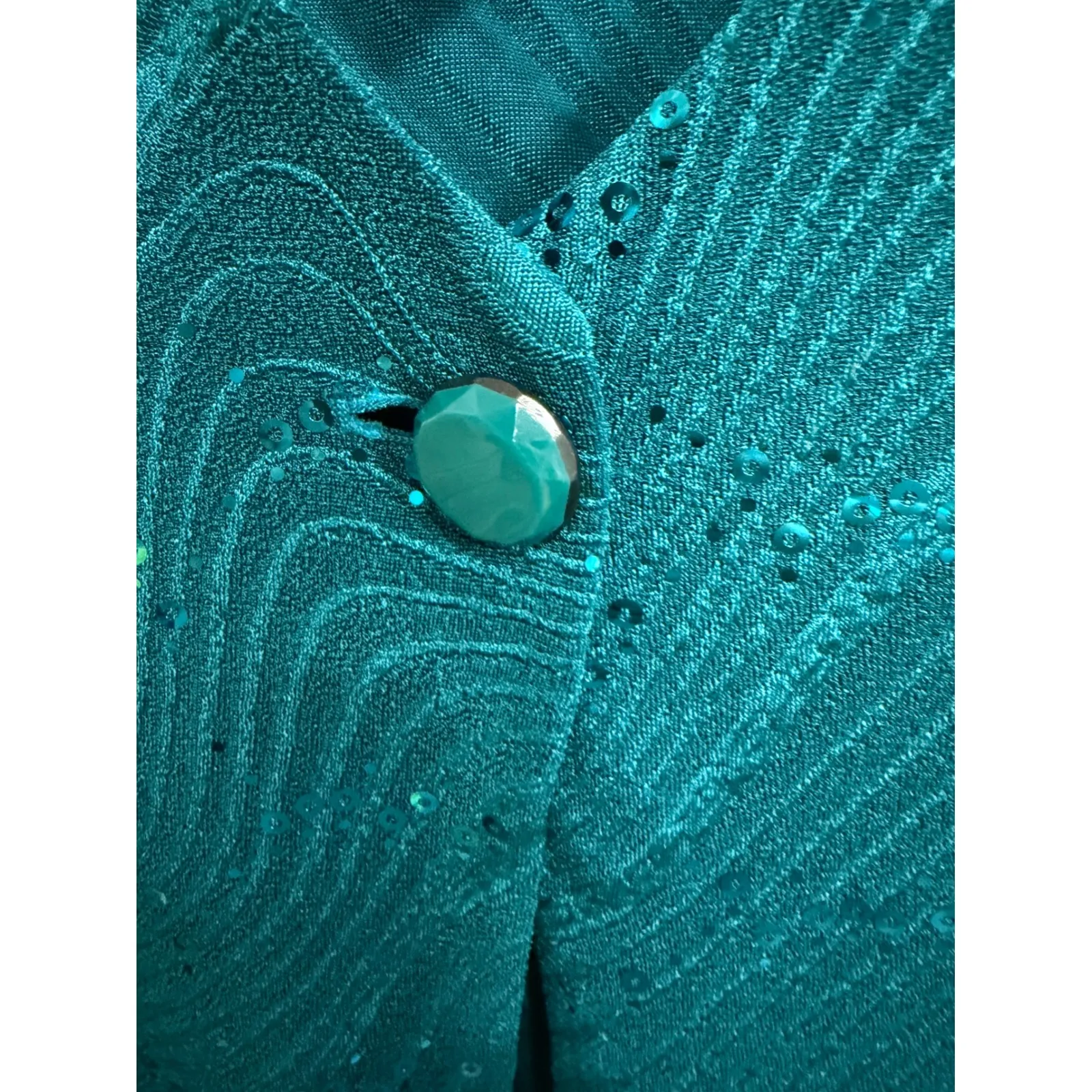 Vintage Bob Mackie Wearable Art Sequin Shimmer Wave Button Jacket NWT Size 2X - Image 7