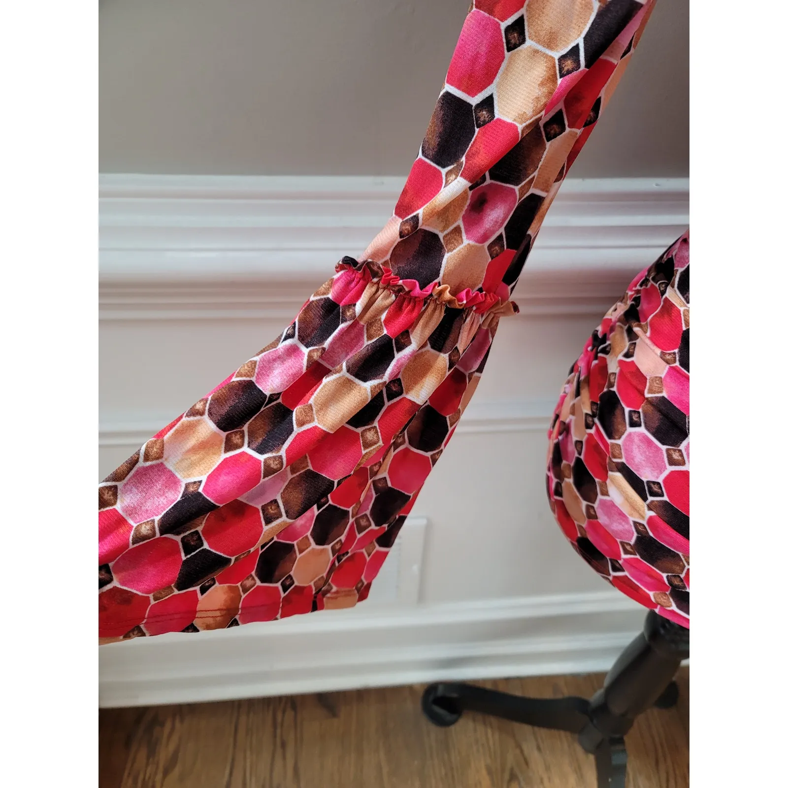 Thalia Sodi Women's Blouse XS Multicolor Geometric Print Long Bell Sleeve Top - Image 5