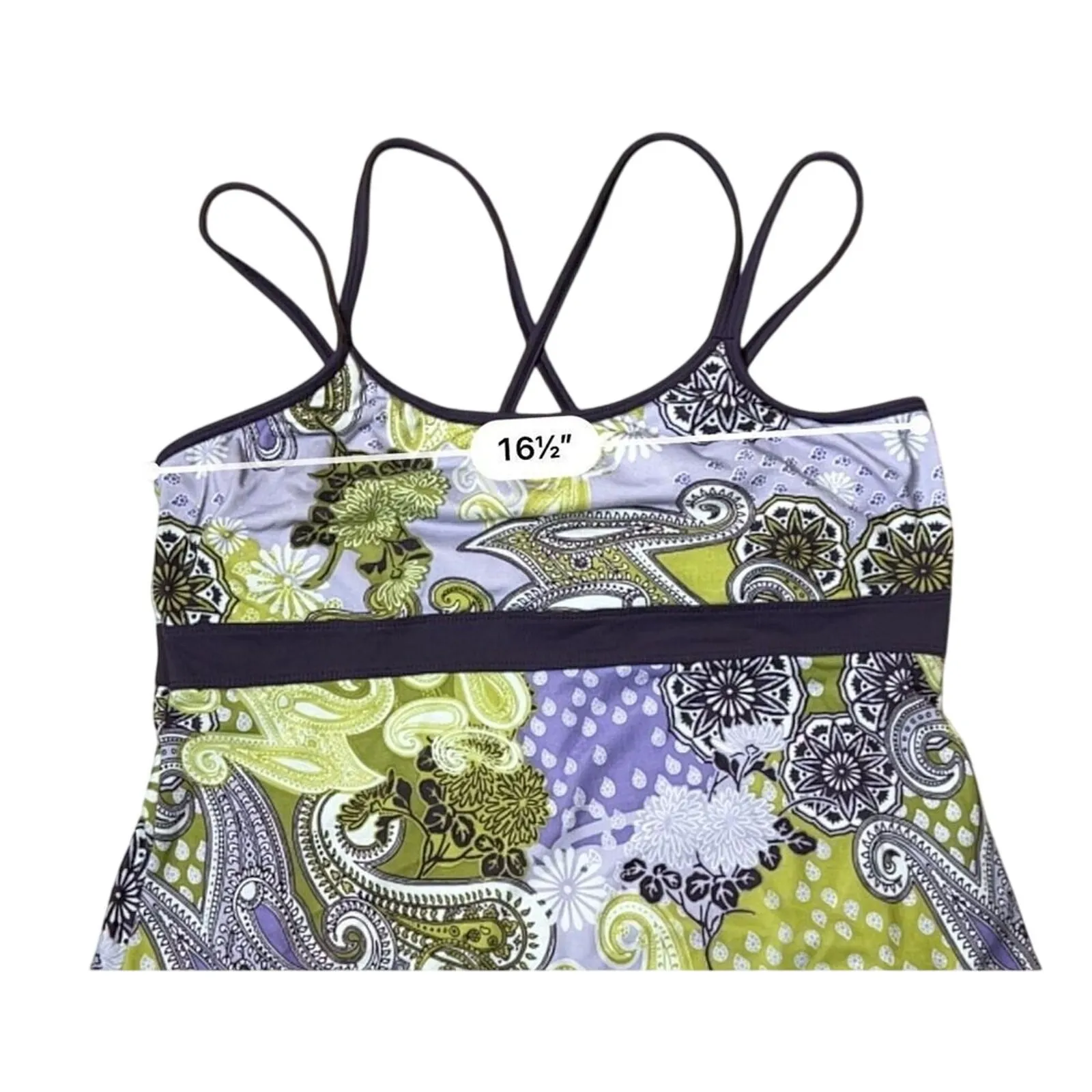 Prana Breathe Sleeveless Purple Floral Tank‎ Top UPF Moisture Wicking LARGE Yoga - Image 4