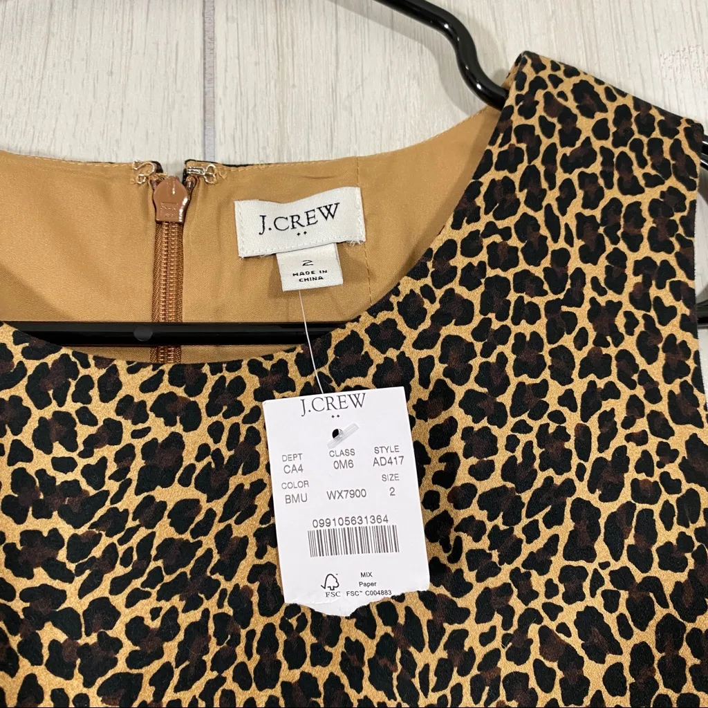 NEW J. Crew Sleeveless Leopard Midi Sheath Dress size 2 NWT AD417 - Image 8