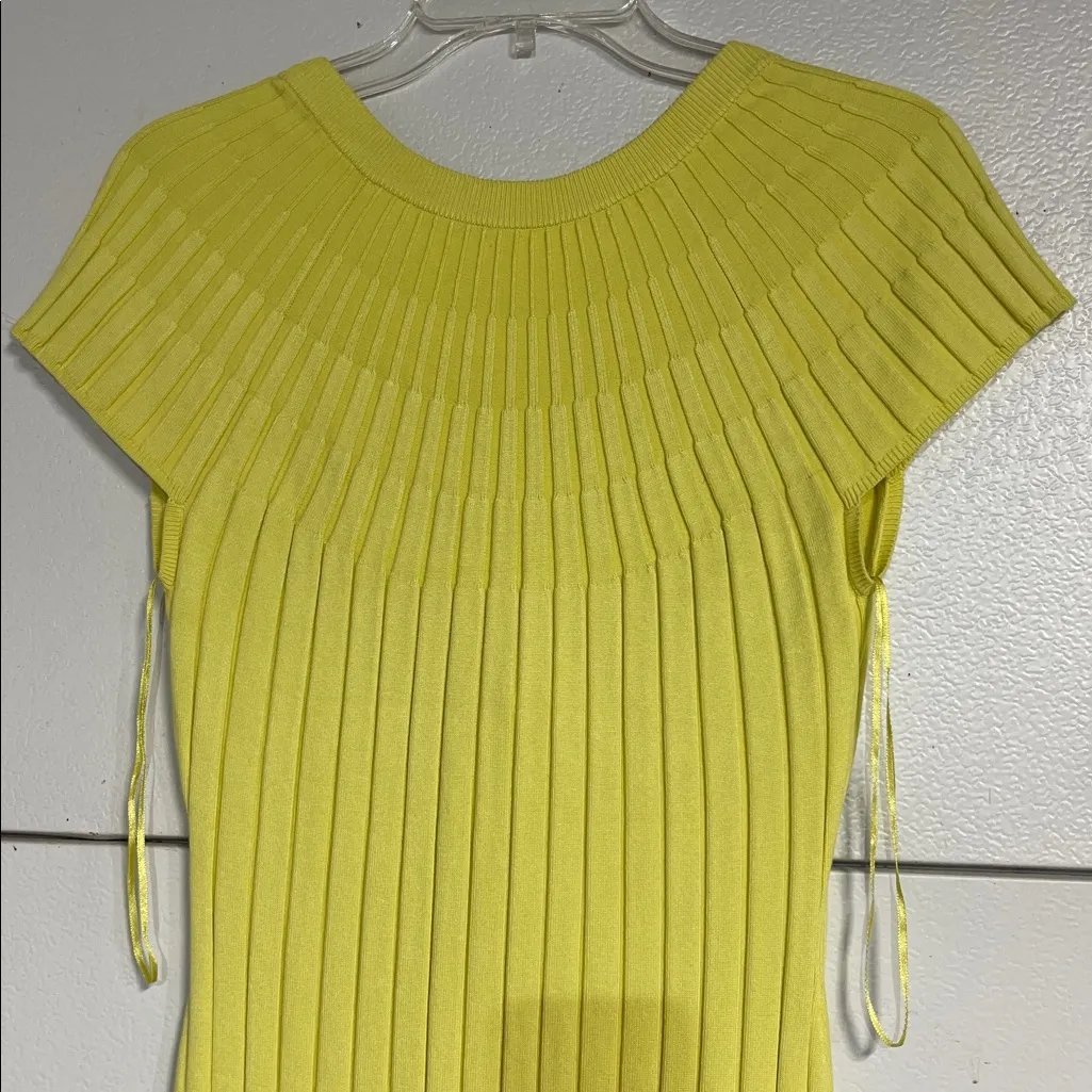 MAEVE ANTHROPOLOGIE WOMENS YELLOW RIBBED MIDI SWEATER DRESS SMALL - Image 4