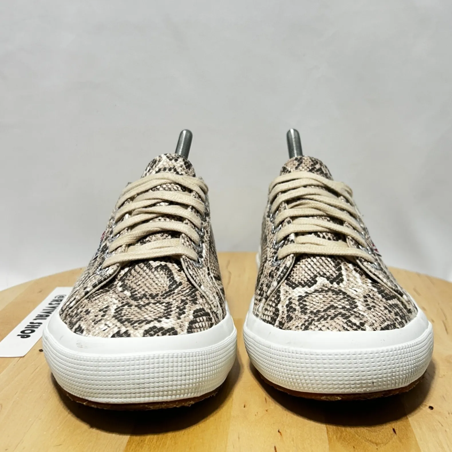Suprega Womens 2750‎ Taupe Snake Print Low Top Sneakers - Image 6