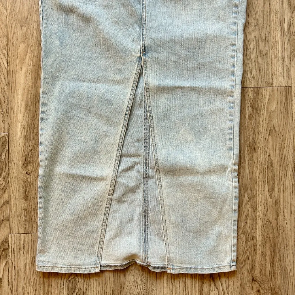Meshki Light Wash Maxi Denim Skirt Size S - Image 6