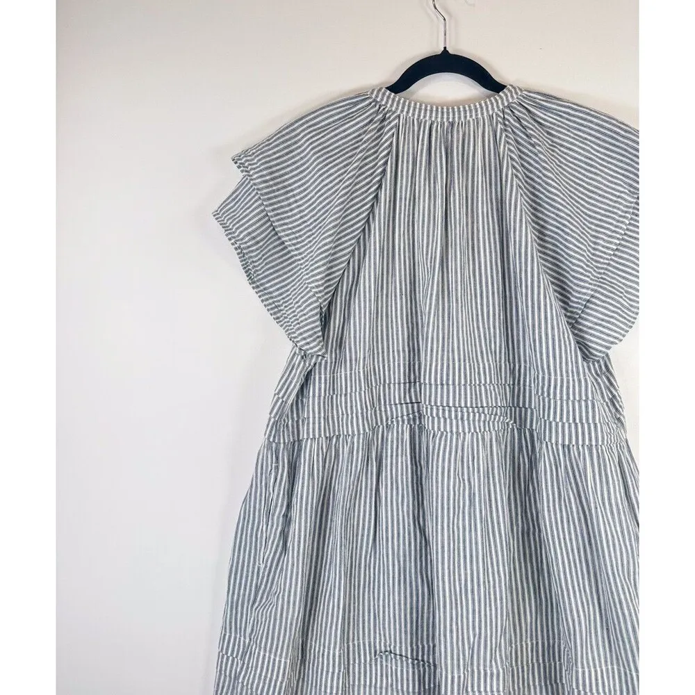 Cleobella Womens Dress Gray April Mini Striped V Neck Tasseled Swing A Line XL - Image 7