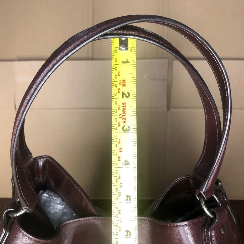 COACH Edie Oxblood Studded Soft Leather Triple Section Shoulder Bag w/ Turn Lock - Image 8