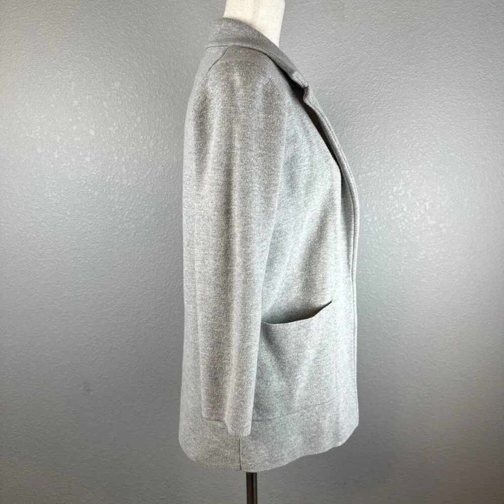 J. Crew Womens Sophie Open Front Sweater Blazer Size XS Gray Heather Cotton Wool - Image 4