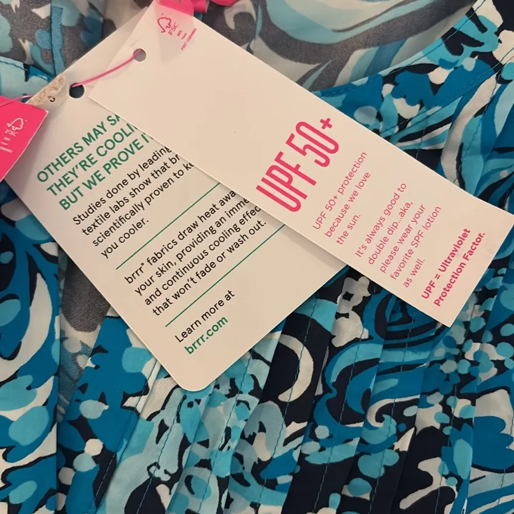 NWT Lilly Pulitzer Seana UPF 50 Long Sleeve Dress in Blue Resort White Mermazing - Image 5