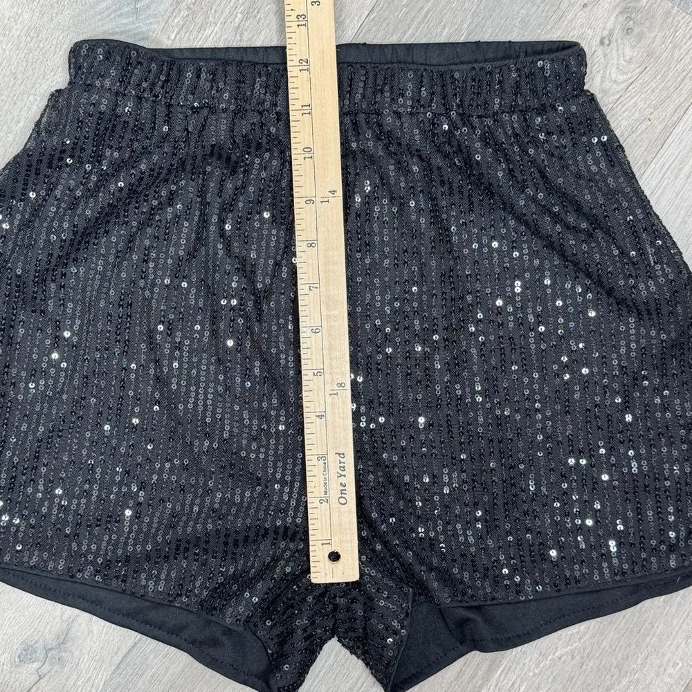 Sequin Elastic Waist Pull On Shorts Black Size Small Party Cocktail High Rise - Image 8