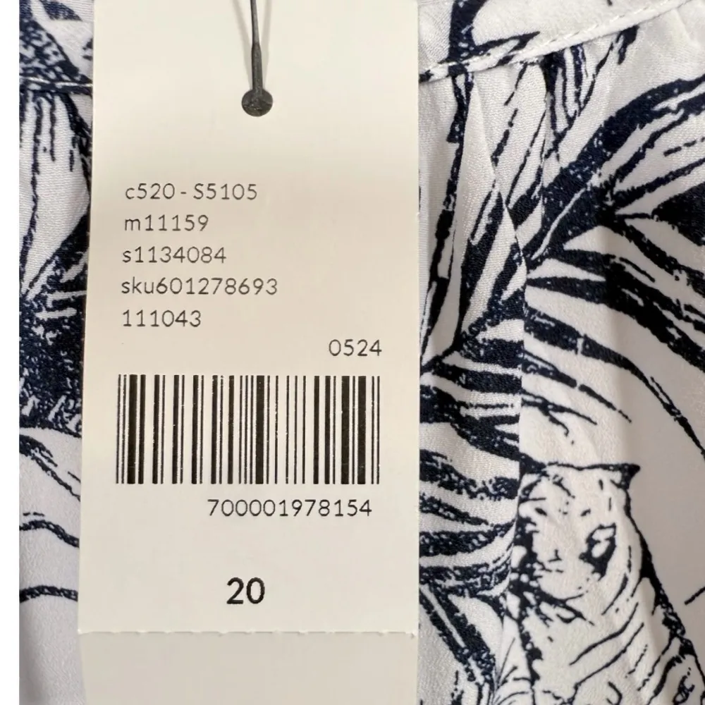 NWT Lane Bryant Tiger Birds Tropical Print Flutter-Sleeve‎ Crew-Neck Top 20 - Image 5