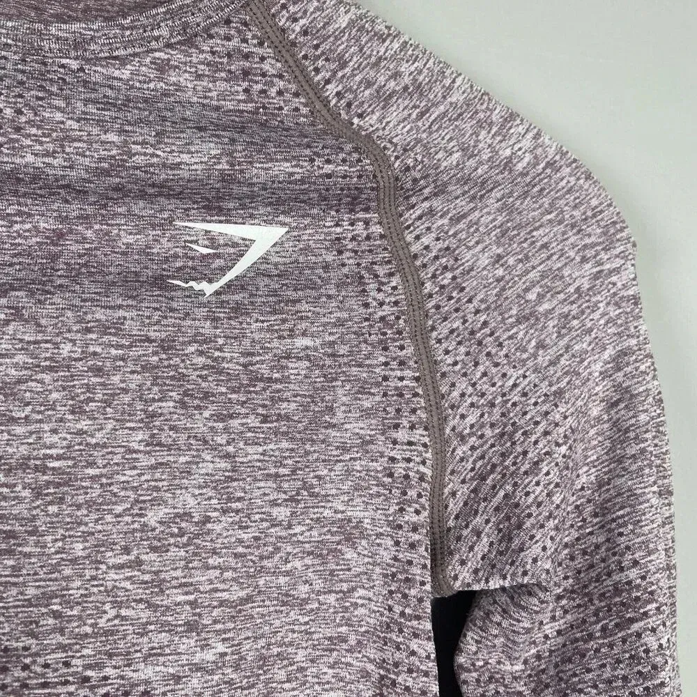 Women's‎ GymShark Vital Seamless Crop 2.0 Long Sleeve Shirt Size S/M Pink Marl - Image 3