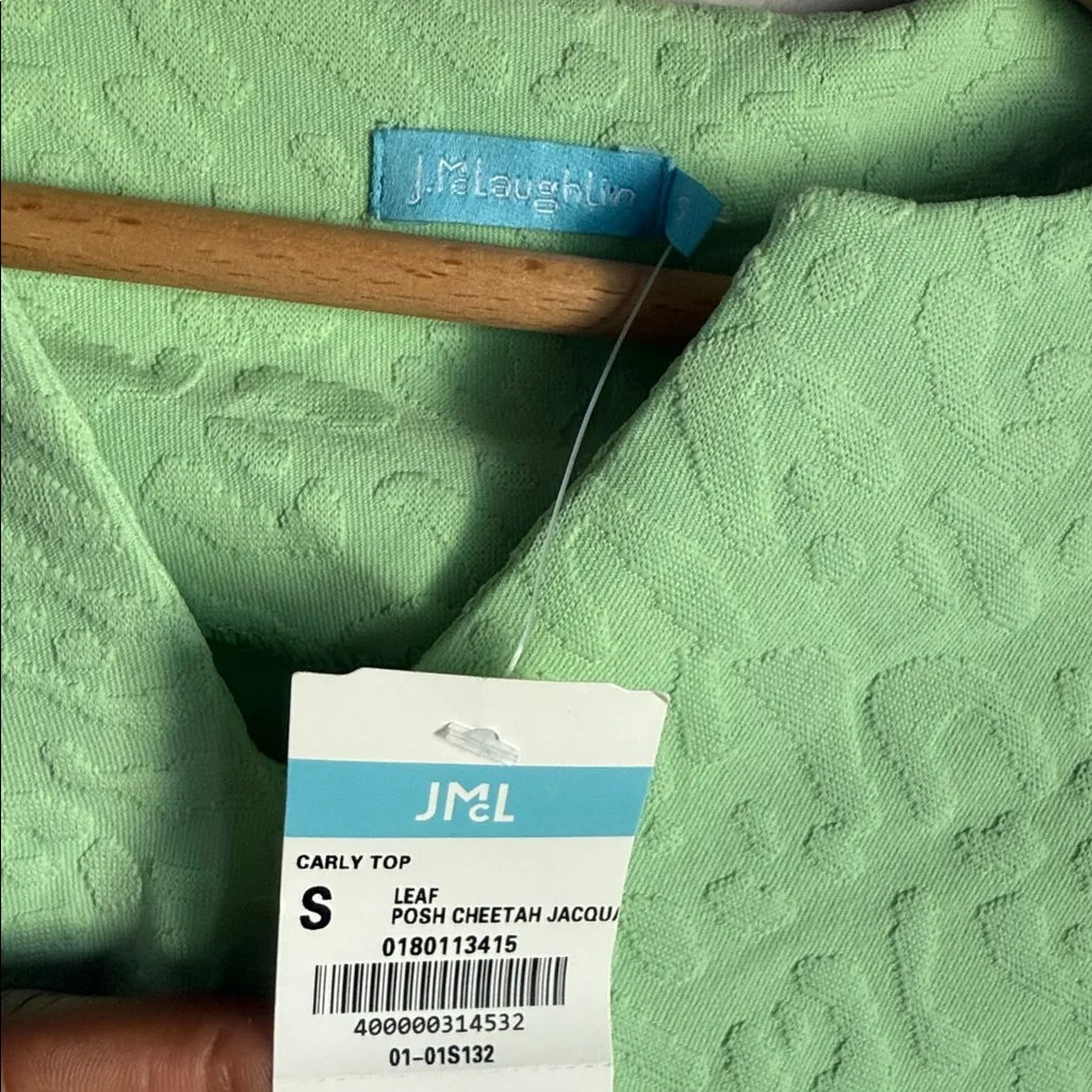 NEW J.McLaughlin Carly Jacquard Top Small Green - Image 4