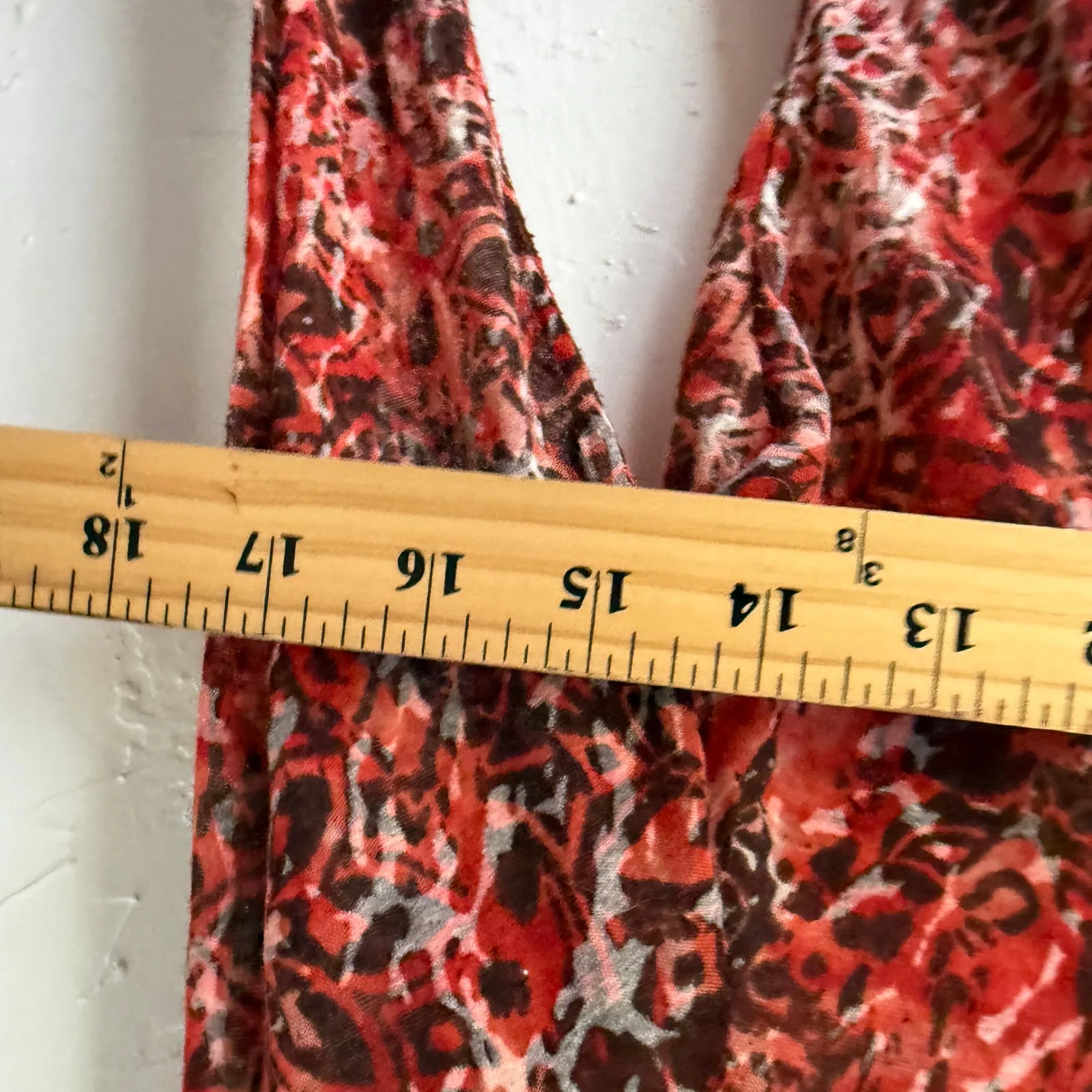 Maurices Red Sheer Abstract Print Long Sleeve‎ Top M Y2K Stretch Fitted Burnout - Image 7