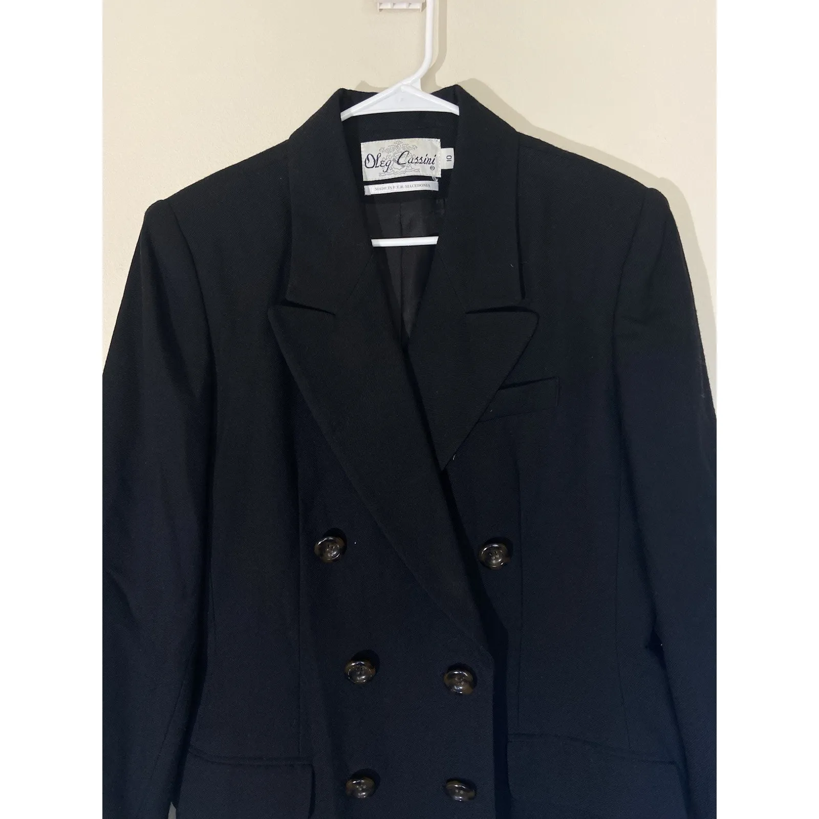 Vintage‎ VTG Oleg Cassini Black 100% Wool Peacoat Pea Coat Womens 10 4611-1 FLAW - Image 4