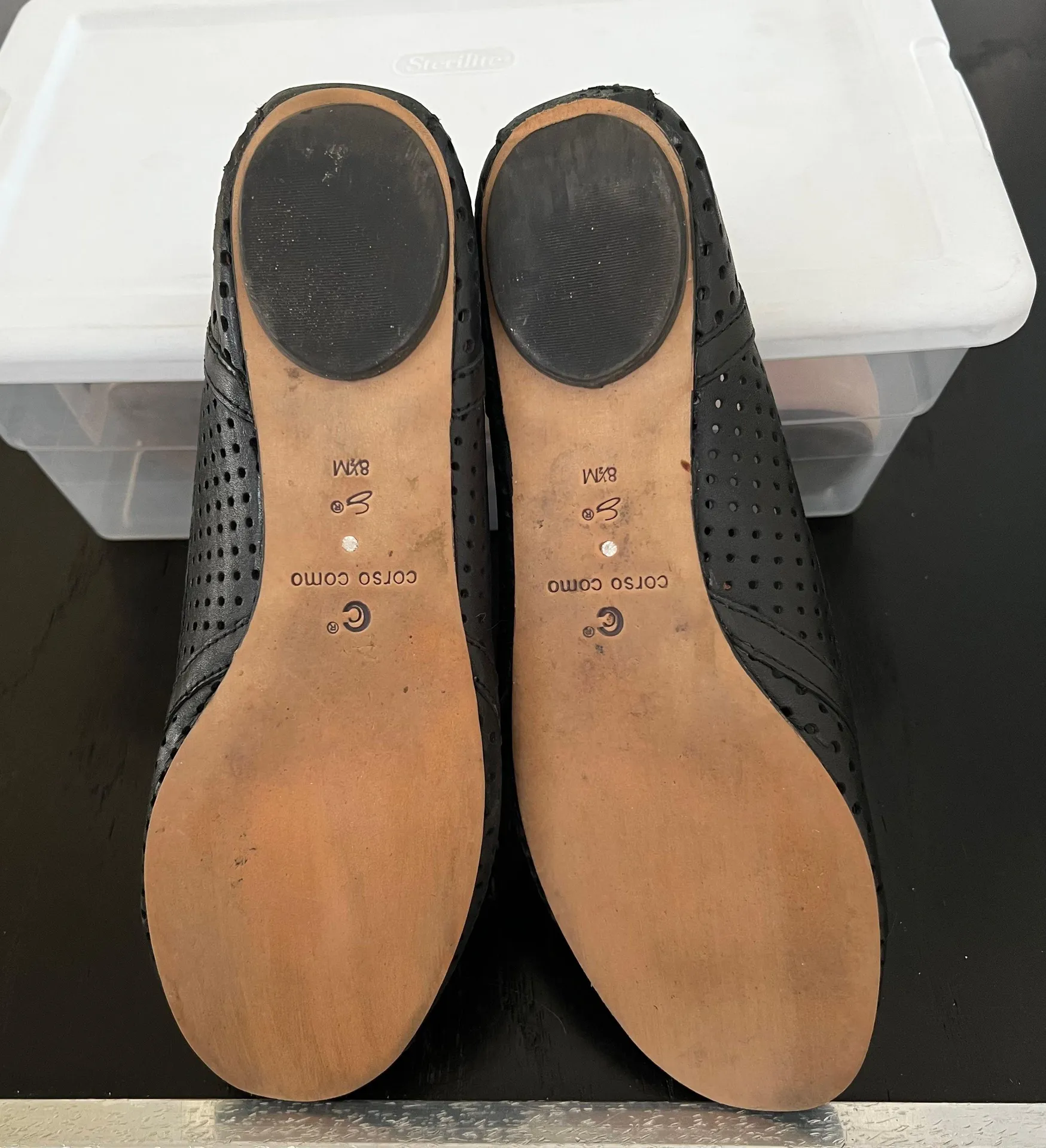 Perforated Black Leather Flats - Image 7