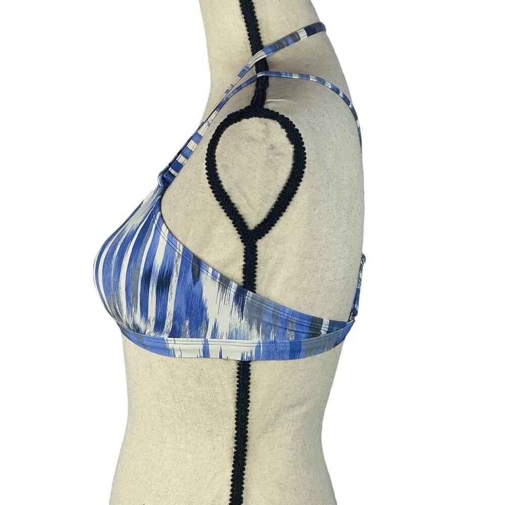 Athleta XX-Small Blue Wailea Swim Bikini Top Strappy Striped UPF 50+ Padded Cups - Image 5