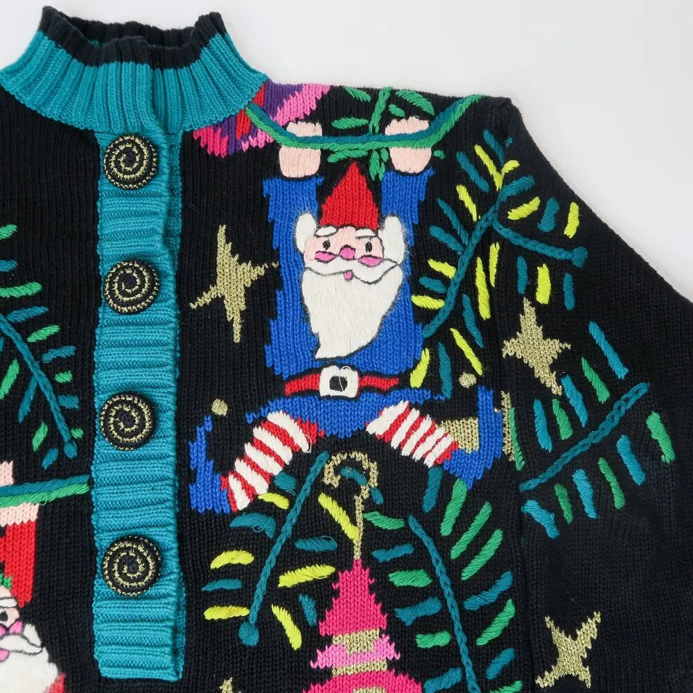 Vintage 90s, Lisa Nichols Christmas Santa Sweater Black Size M - Image 7