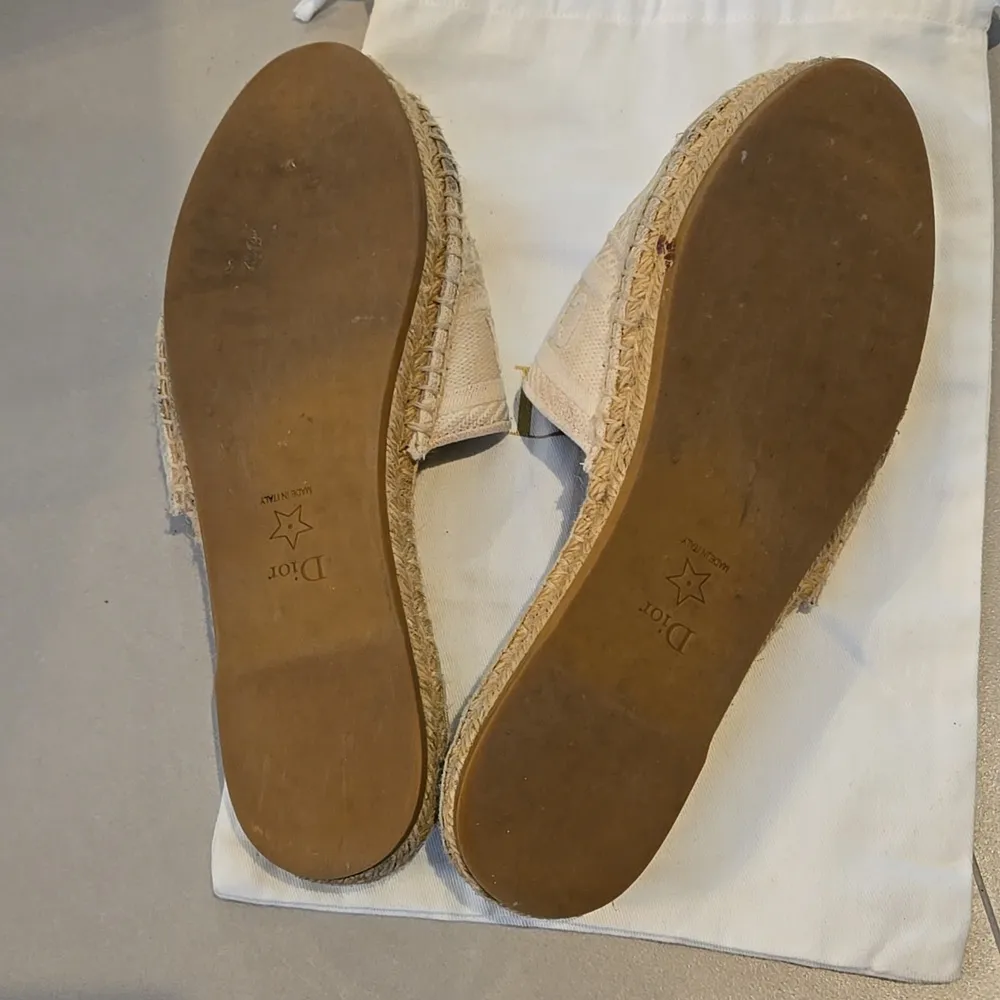 Dior Granville Clay Beige Nude Logo Canvas Backless Espadrille Slide Flat - Image 5