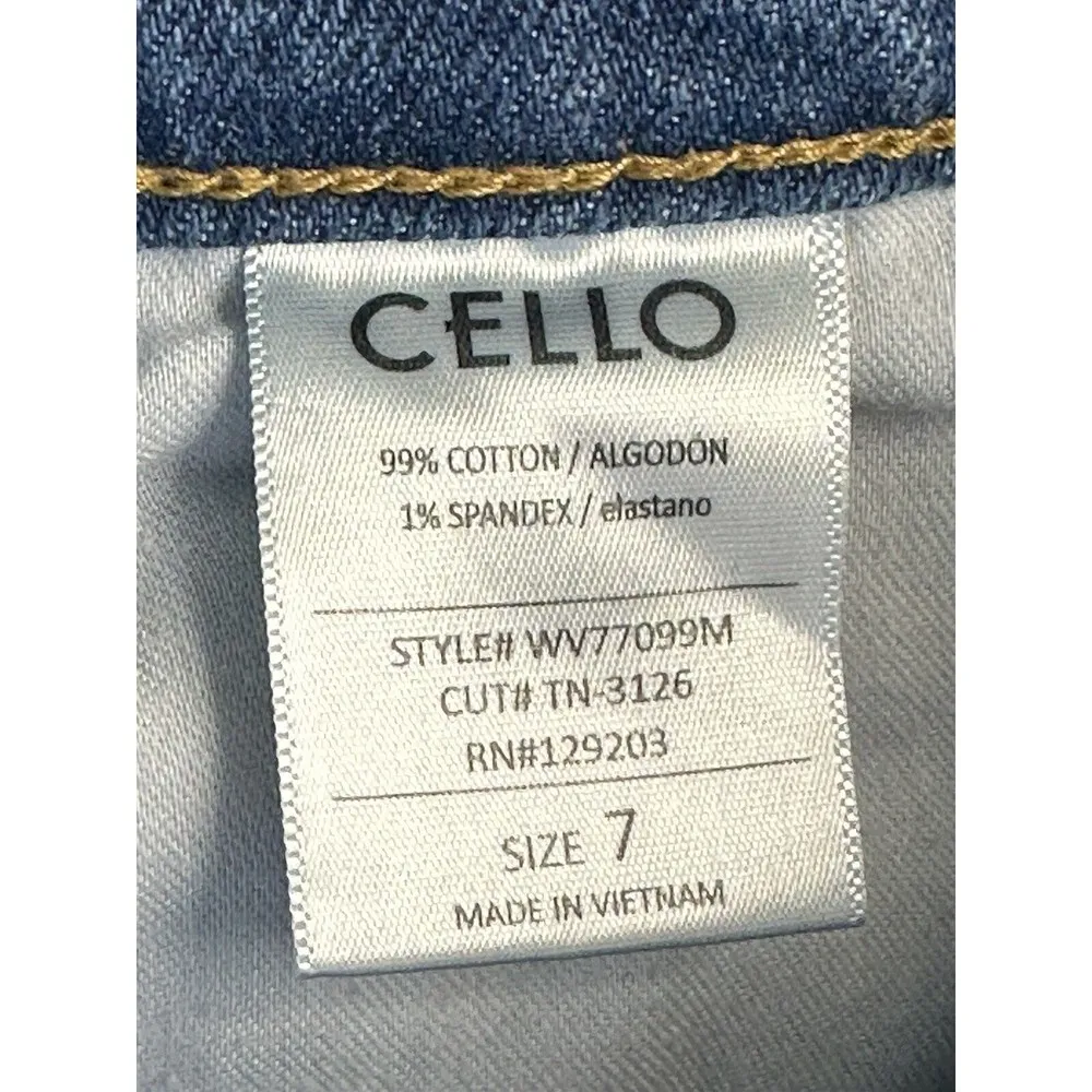 Cello High Rise Slim Boyfriend Jeans Womens Junior Sz 7 Blue Distressed Denim - Image 7