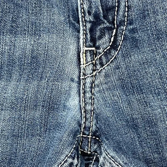 Y2K Jean Shorts Sz 14 / 34" Cutoffs‎ Low-Rise Western Rodeo Denim Jorts Silver - Image 7