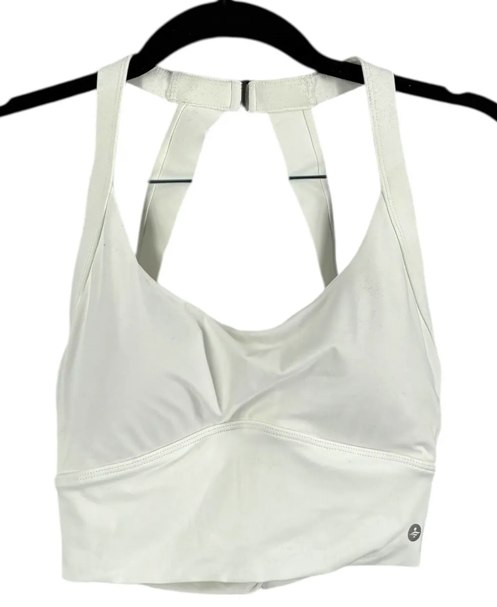 Halara White Twist Front Halter Sports Bra Crop Top Size S - Image 1
