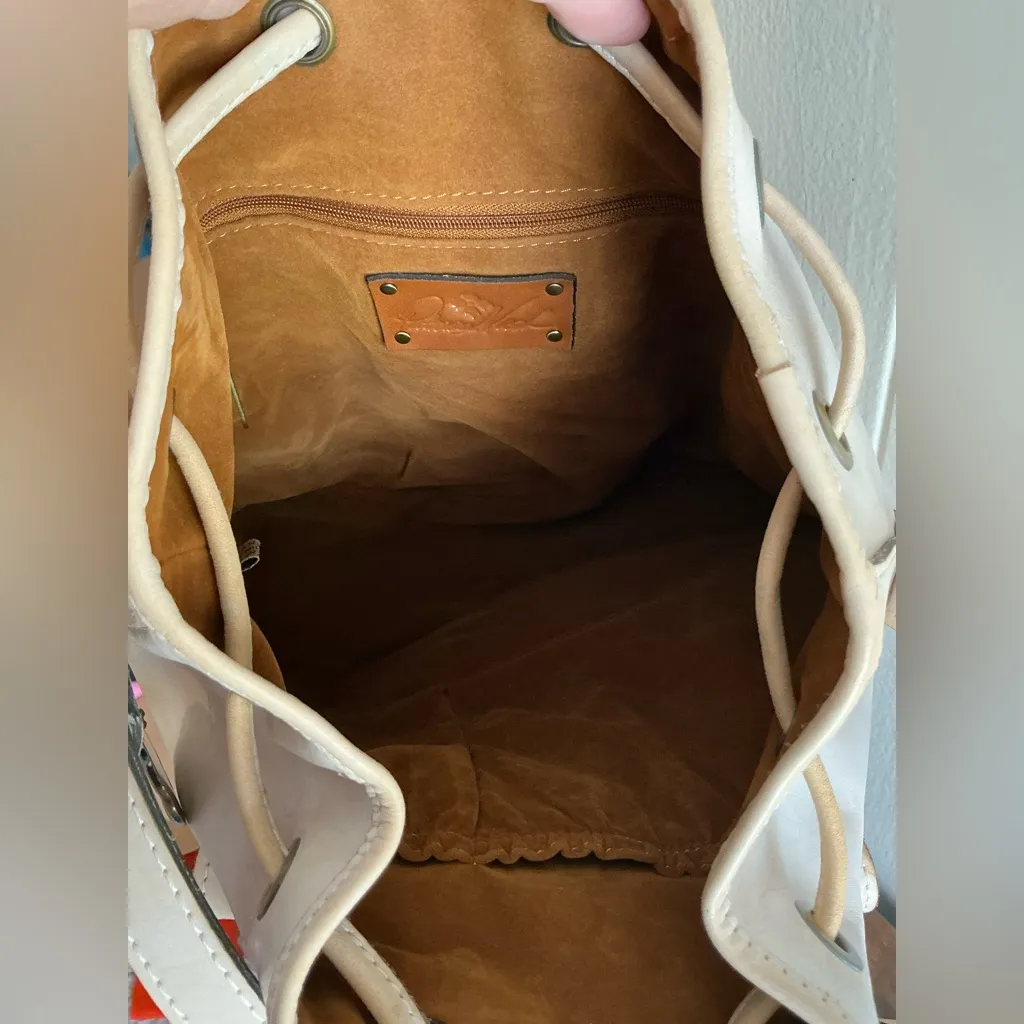 A Rare HTF Particia Nash Rosetool Leather White Chalk Anniversary Handbag Bag - Image 8