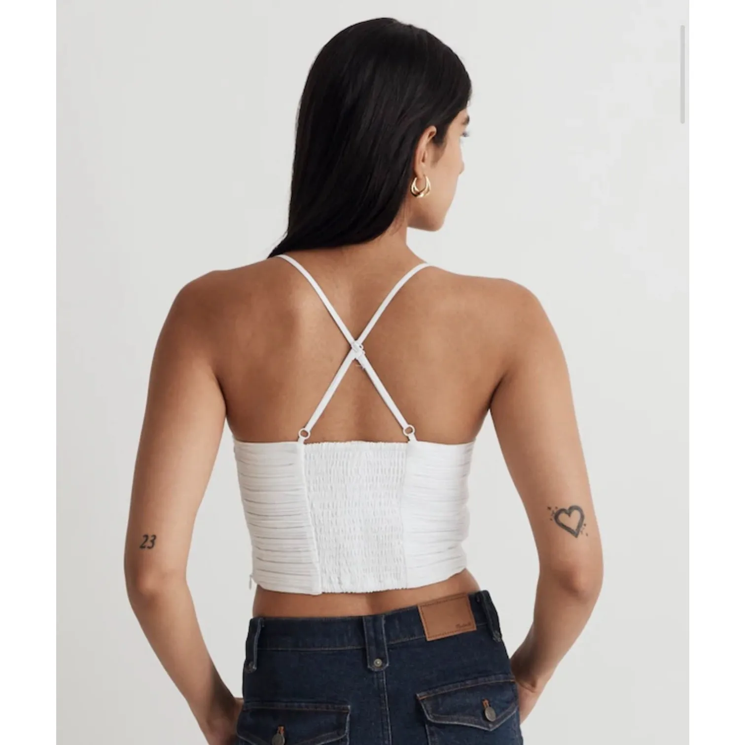 Madewell Wendy Poplin Crop Tube Top in White. Size 4. NWOT - Image 3