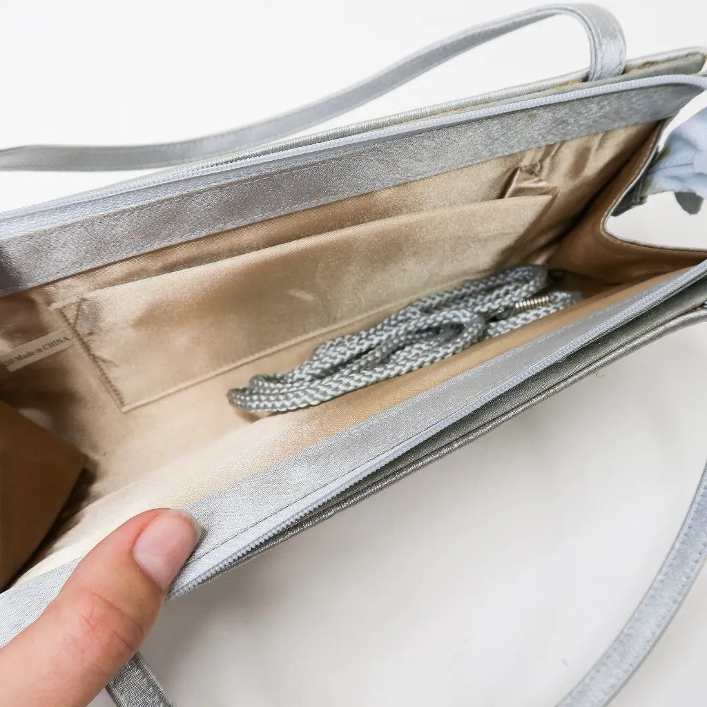 Vintage 90s Metallic Silver Beaded Sequin Mini Bag - Image 6