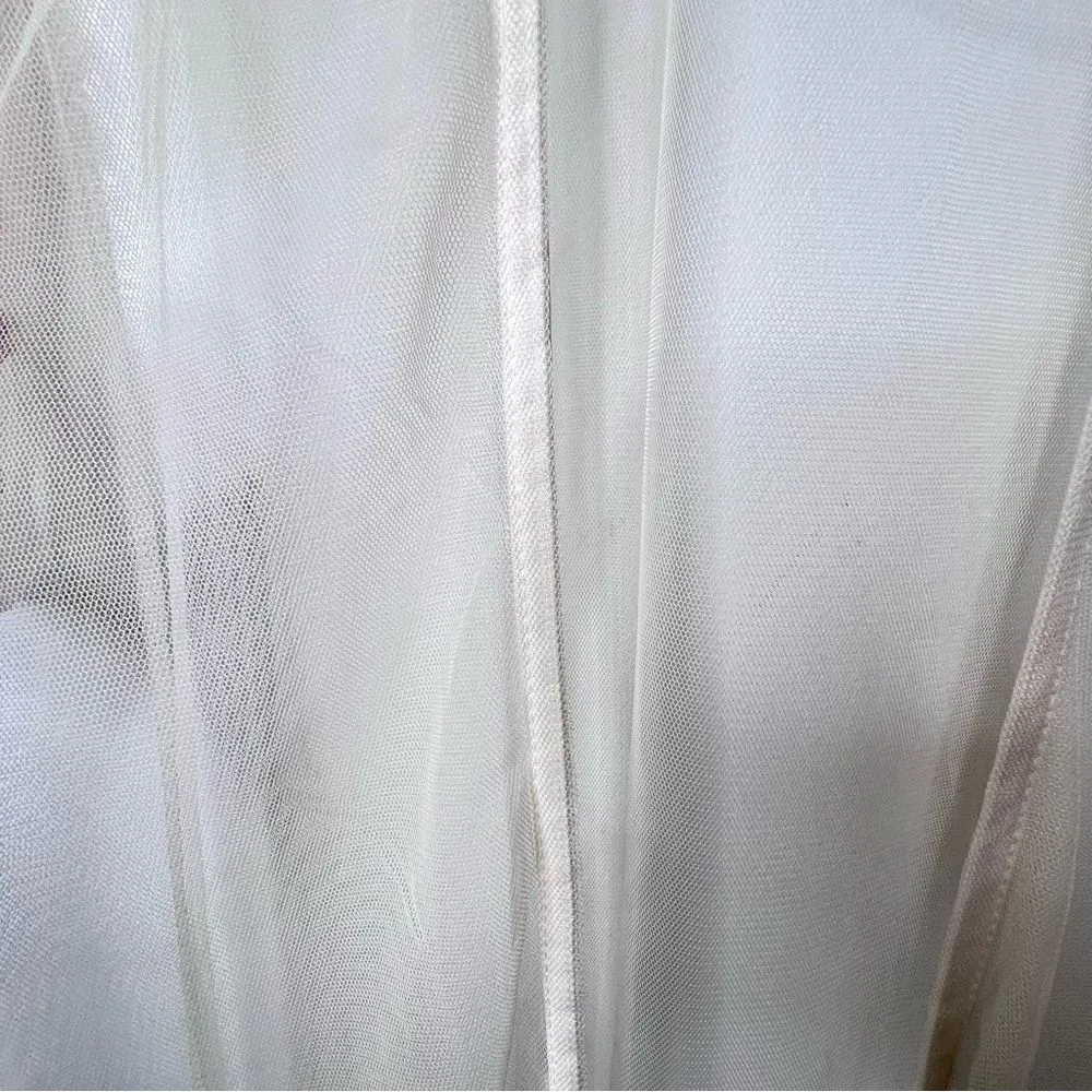 Vtge Boho Love University Cream Sheer long Cardigan long sleeve Fairy Peasant M Size M - Image 11