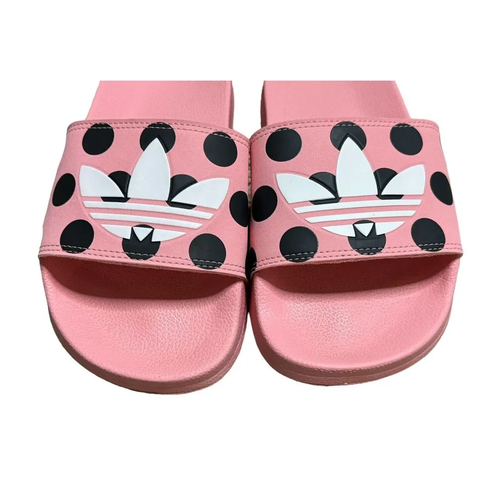 ADIDAS Adilette Lite Slides Trefoil Logo Polka Dot Pink FU9149 Size 6 38 MINT - Image 3